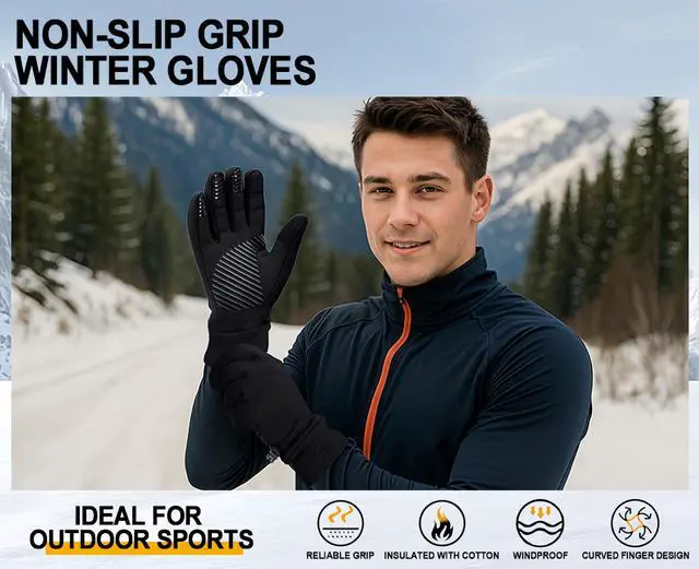 Alt view image 7 of 7 - Winter Waterproof Touchscreen Gloves for Men and Women, Black, M