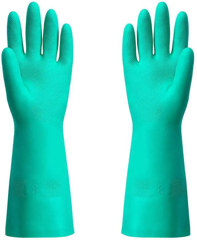 Main image of Chemical Resistant Nitrile Gloves, Resist Household Acid, Alkali, Solvent and Oil, Latex Rubber Free, 1 Pair Medium