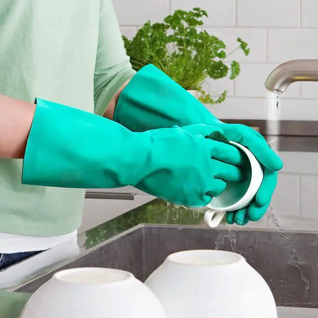 Alt view image 5 of 5 - Chemical Resistant Nitrile Gloves, Resist Household Acid, Alkali, Solvent and Oil, Latex Rubber Free, 1 Pair Medium