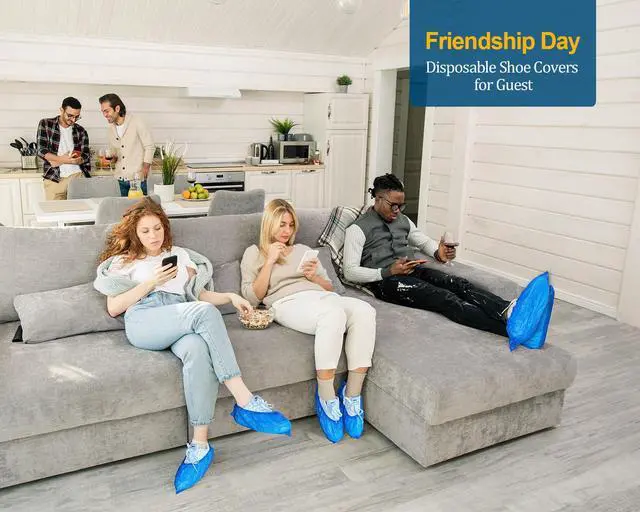Alt view image 4 of 7 - Shoe Covers Disposable Non Slip -100 Pack(50 pairs) 15.7'' Hygienic Waterproof Foot Booties Covers Recyclable Shoe Booties Covers for Indoors, Fits Up to US Men's 11 & US Women's 12.5