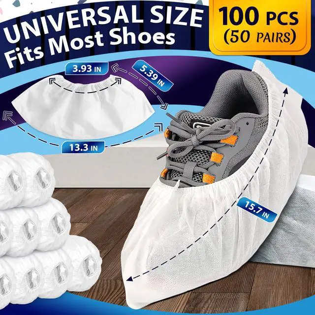 Alt view image 2 of 7 - 100 Pcs White Shoe Covers Disposable, 50 Pairs Non-Woven for Indoors
