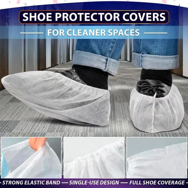 Alt view image 4 of 7 - 100 Pcs White Shoe Covers Disposable, 50 Pairs Non-Woven for Indoors