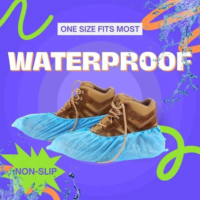Alt view image 3 of 7 - 100 Pack Waterproof Shoe Covers Disposable, One Size Fits Most