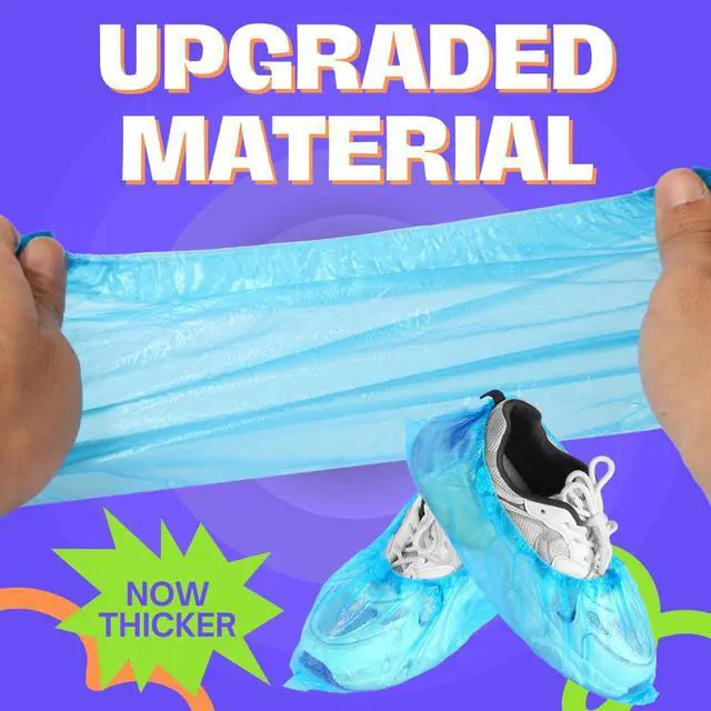 Alt view image 2 of 7 - 100 Pack Waterproof Shoe Covers Disposable, One Size Fits Most