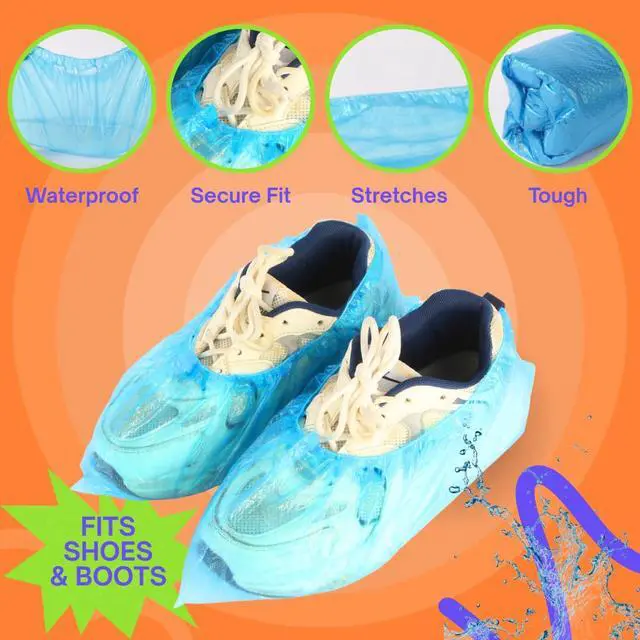 Alt view image 5 of 7 - 100 Pack Waterproof Shoe Covers Disposable, One Size Fits Most
