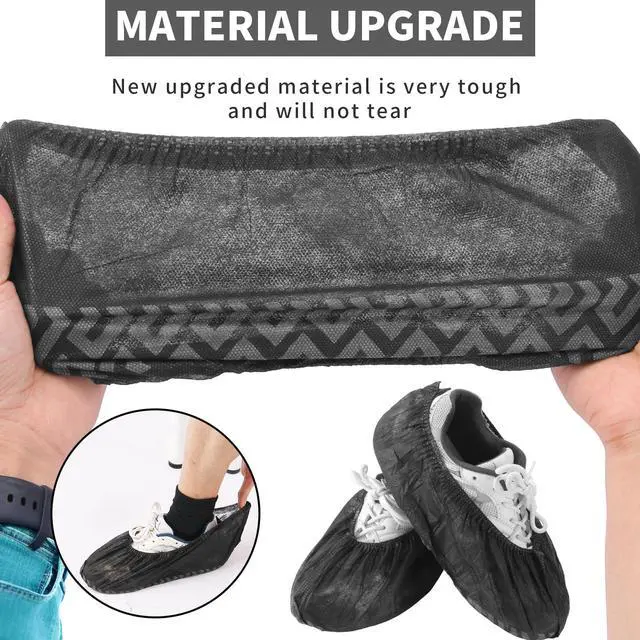 Alt view image 2 of 7 - Non-Slip Shoe Covers Disposable, 50 Pack Black, One Size Fits Most Booties