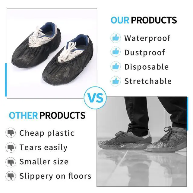 Alt view image 4 of 7 - Non-Slip Shoe Covers Disposable, 50 Pack Black, One Size Fits Most Booties