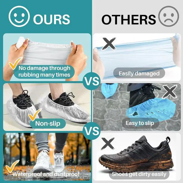 Alt view image 3 of 6 - 60 Pack (30 Pairs) Shoe Covers - Boot Covers Plastic Disposable Waterproof Shoe Covers for Men and Women for House Cleaning