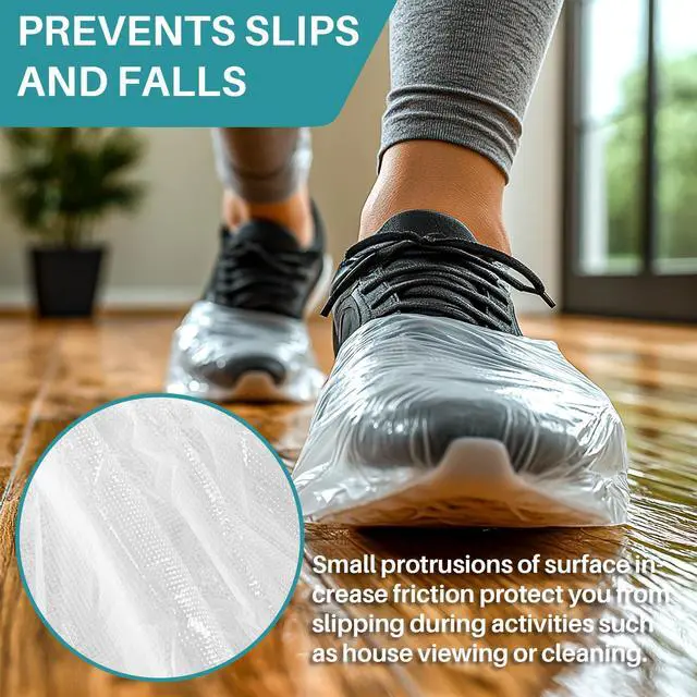 Alt view image 4 of 6 - 60 Pack (30 Pairs) Shoe Covers - Boot Covers Plastic Disposable Waterproof Shoe Covers for Men and Women for House Cleaning