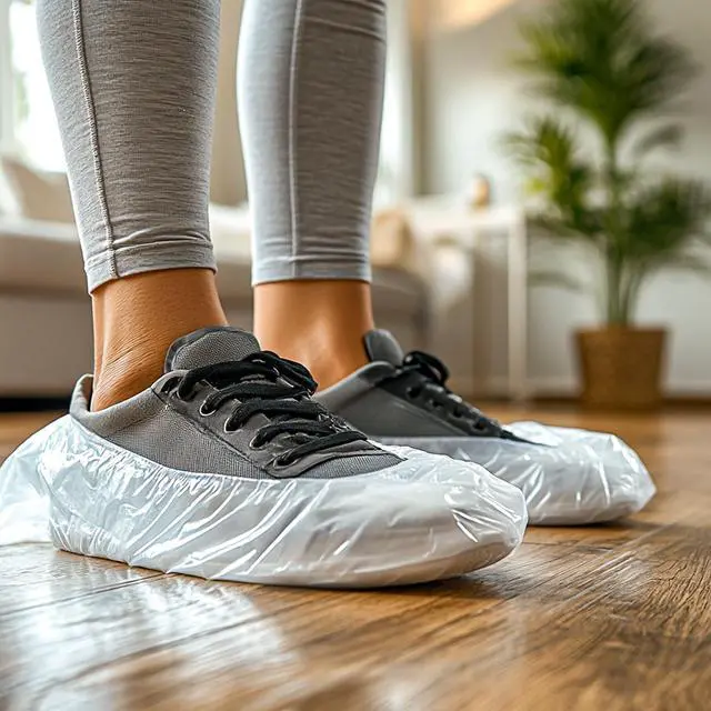Alt view image 6 of 6 - 60 Pack (30 Pairs) Shoe Covers - Boot Covers Plastic Disposable Waterproof Shoe Covers for Men and Women for House Cleaning