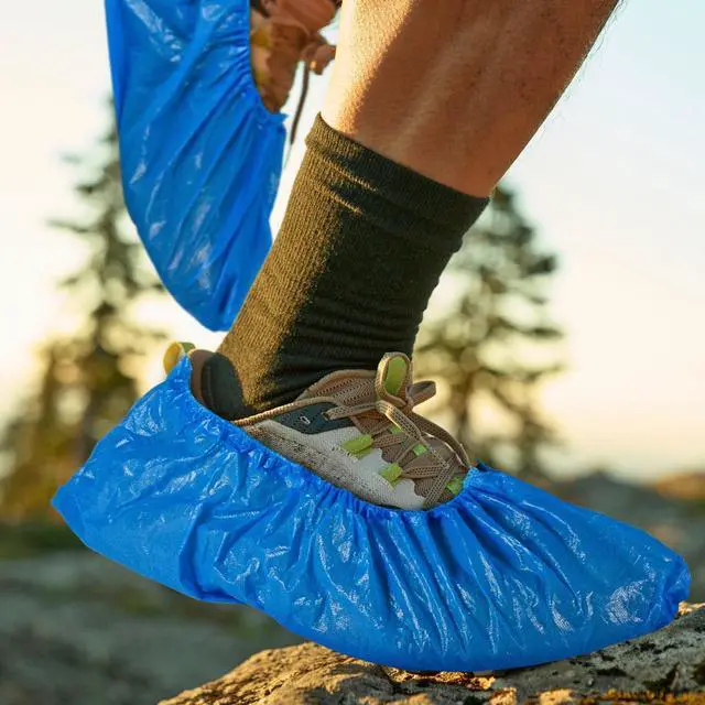 Alt view image 3 of 6 - 14 Pcs Shoe Covers Disposable Non Slip, 7 Pairs Plastic Shoes Protectors, Thick Boot Cover, Stretchable, One Size Fit Most, Protect Your Shoes, Floor and Carpet (14)