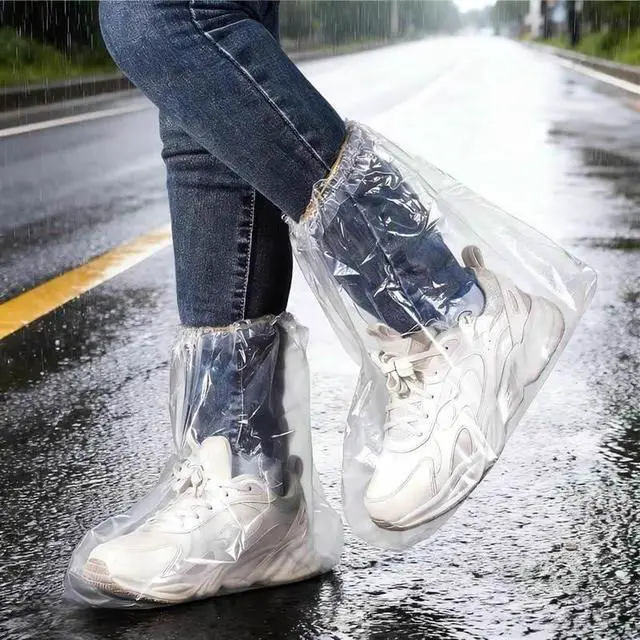Alt view image 2 of 7 - 2026 New 10 Pairs Shoe Covers Boot Covers Plastic Disposable Waterproof Shoe Covers for Men and Women Rain Outdoor Indoors Overshoes (Transparent)