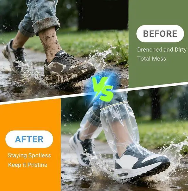 Alt view image 3 of 7 - 2026 New 10 Pairs Shoe Covers Boot Covers Plastic Disposable Waterproof Shoe Covers for Men and Women Rain Outdoor Indoors Overshoes (Transparent)