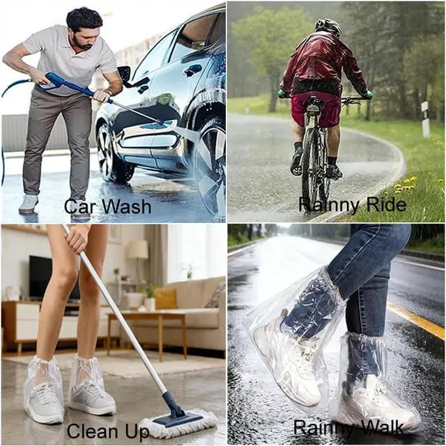Alt view image 5 of 7 - 2026 New 10 Pairs Shoe Covers Boot Covers Plastic Disposable Waterproof Shoe Covers for Men and Women Rain Outdoor Indoors Overshoes (Transparent)