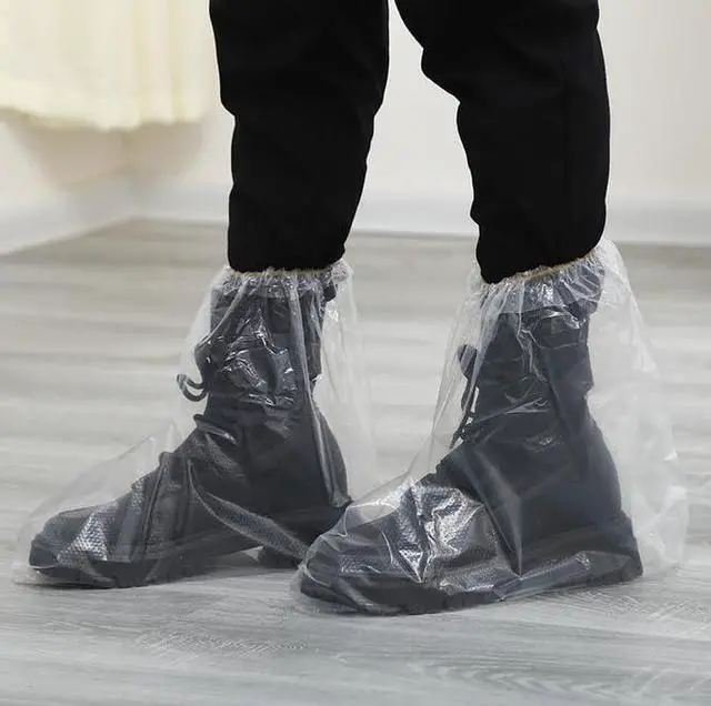 Alt view image 6 of 7 - 2026 New 10 Pairs Shoe Covers Boot Covers Plastic Disposable Waterproof Shoe Covers for Men and Women Rain Outdoor Indoors Overshoes (Transparent)