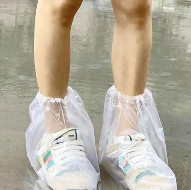 Alt view image 7 of 7 - 2026 New 10 Pairs Shoe Covers Boot Covers Plastic Disposable Waterproof Shoe Covers for Men and Women Rain Outdoor Indoors Overshoes (Transparent)