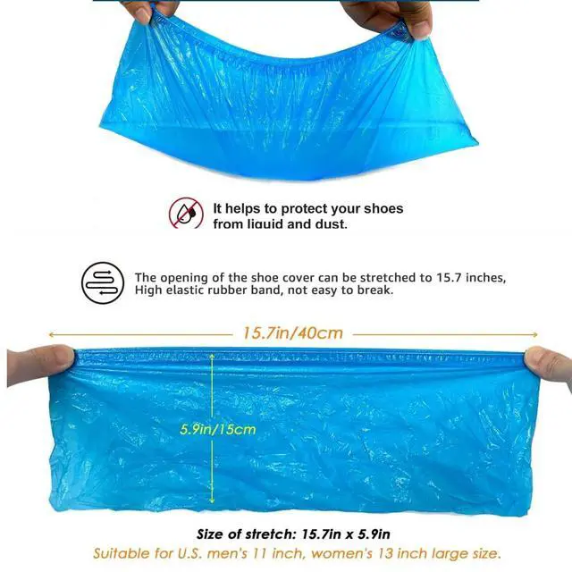 Alt view image 3 of 7 - Disposable Shoe Cover Refills for Automatic Dispenser Machine - Waterproof, Non-Slip T-Buckle Plastic Booties for Indoors, Home, Construction and Carpet Protection 100 Pcs