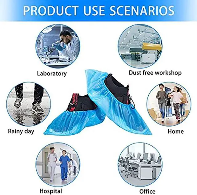 Alt view image 4 of 7 - Working Boot Covers by Medical Surgical Waterproof Durable Non-Slip Resistant Polypropylene for Offices Indoor Carpet Protection One Size for Indoors and outdoors 100 (50 pairs)