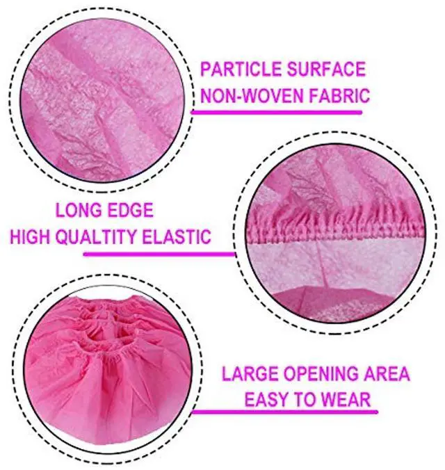 Alt view image 2 of 7 - Disposable Shoe Covers 100PCS Non-Slip Durable Indoor Boot Overshoes Protector Thicked Non-Woven Shoe Covers for Carpet Floor Protection Construction Offices One Size Fits All (Pink)