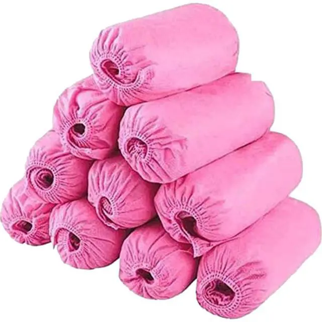 Main image of Disposable Shoe Covers 100PCS Non-Slip Durable Indoor Boot Overshoes Protector Thicked Non-Woven Shoe Covers for Carpet Floor Protection Construction Offices One Size Fits All (Pink)