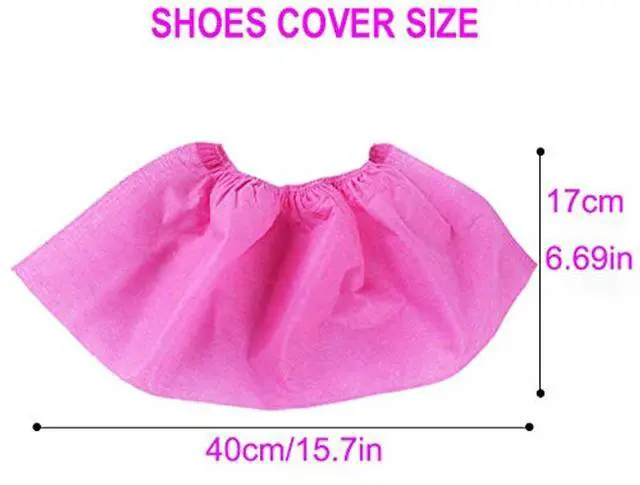 Alt view image 4 of 7 - Disposable Shoe Covers 100PCS Non-Slip Durable Indoor Boot Overshoes Protector Thicked Non-Woven Shoe Covers for Carpet Floor Protection Construction Offices One Size Fits All (Pink)