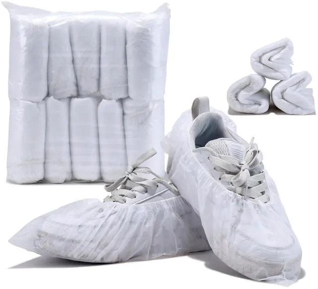 Main image of 100Pcs50Pairs Disposable Shoe Covers,Boot Cover Waterproof,Dust proof,Non-slip,CPE Booties Shoes Protectors Coverings,White color,The Size Fit Most