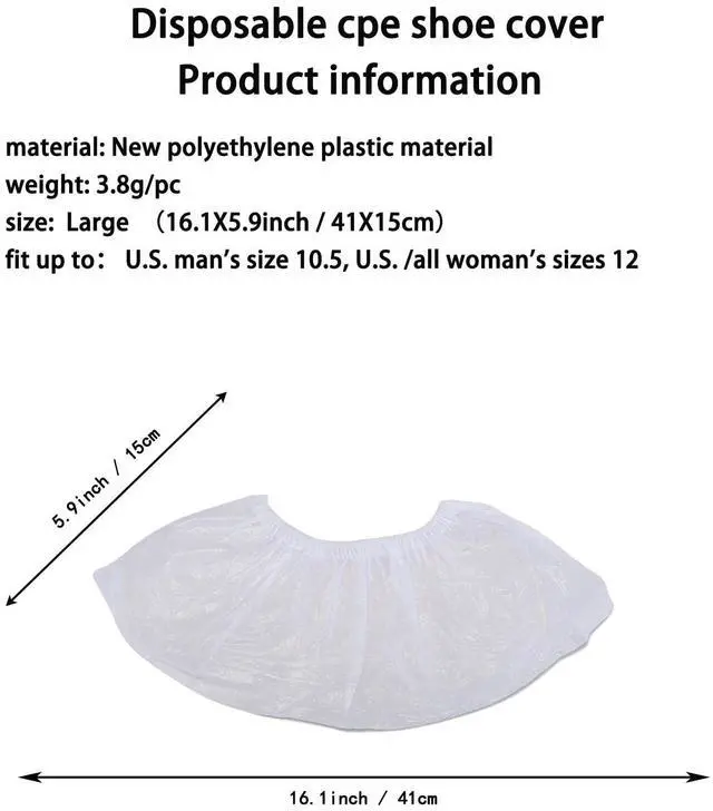 Alt view image 2 of 5 - 100Pcs50Pairs Disposable Shoe Covers,Boot Cover Waterproof,Dust proof,Non-slip,CPE Booties Shoes Protectors Coverings,White color,The Size Fit Most