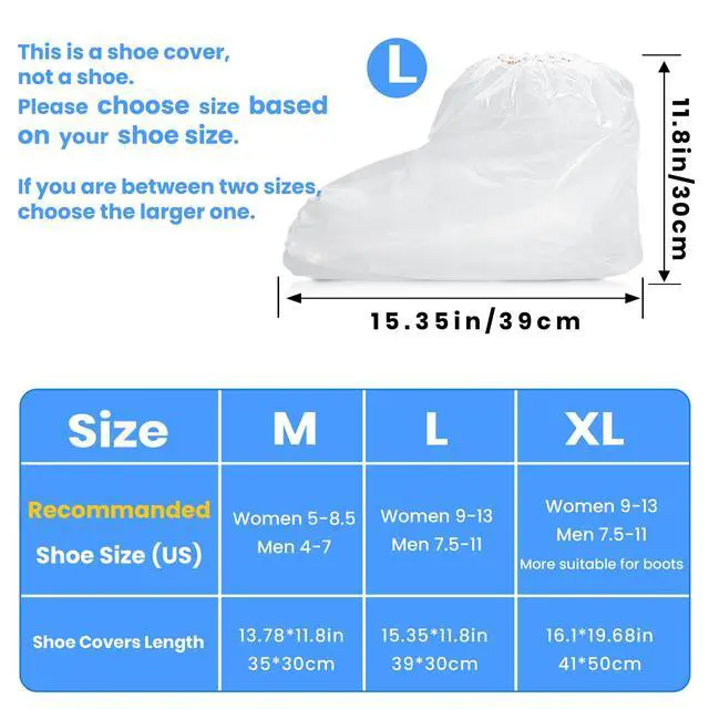 Alt view image 2 of 7 - 10 Pairs Disposable Waterproof Shoe Covers for Rain - Plastic Rain Shoe Covers - Non-Slip Indoor Outdoor Rain Cover for Shoes,Plastic Overshoes for Men Women -Water Proof Boot Protector Clear-L