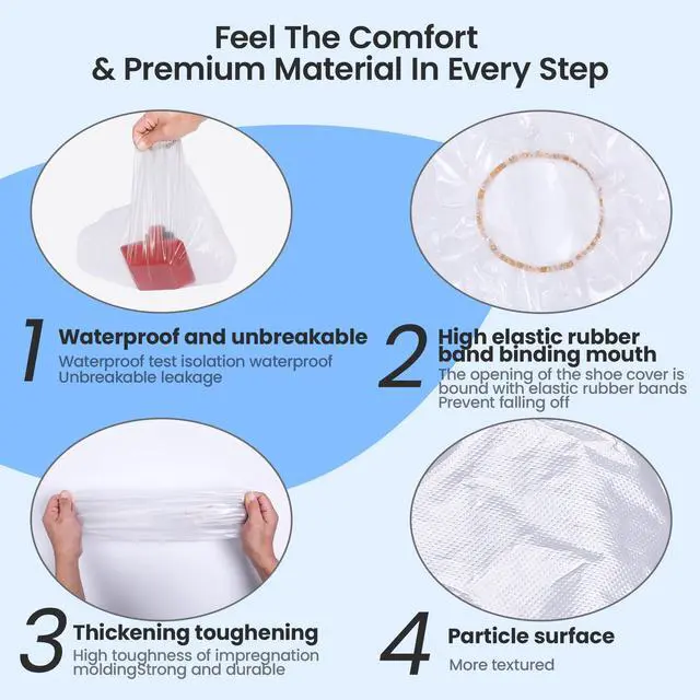 Alt view image 5 of 7 - 10 Pairs Disposable Waterproof Shoe Covers for Rain - Plastic Rain Shoe Covers - Non-Slip Indoor Outdoor Rain Cover for Shoes,Plastic Overshoes for Men Women -Water Proof Boot Protector Clear-L