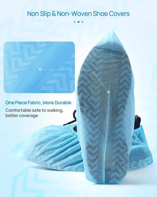 Alt view image 3 of 7 - 100 Pcs Shoe Covers Disposable, Non Slip Medical Shoe Covers, Durable and Recyclable Non-Woven Booties Covers for Hospital, Home, Large Size Fits Most Shoes, Blue
