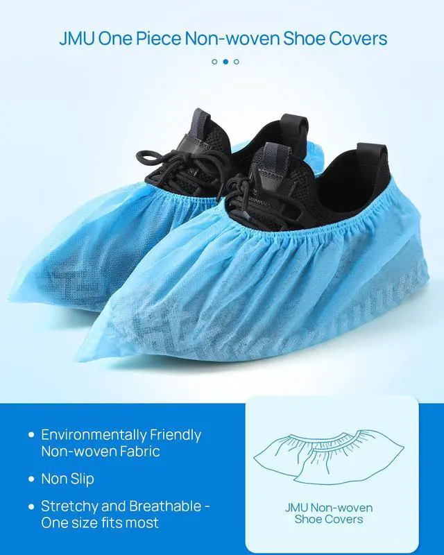 Alt view image 4 of 7 - 100 Pcs Shoe Covers Disposable, Non Slip Medical Shoe Covers, Durable and Recyclable Non-Woven Booties Covers for Hospital, Home, Large Size Fits Most Shoes, Blue
