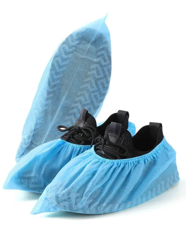 Alt view image 2 of 7 - 100 Pcs Shoe Covers Disposable, Non Slip Medical Shoe Covers, Durable and Recyclable Non-Woven Booties Covers for Hospital, Home, Large Size Fits Most Shoes, Blue