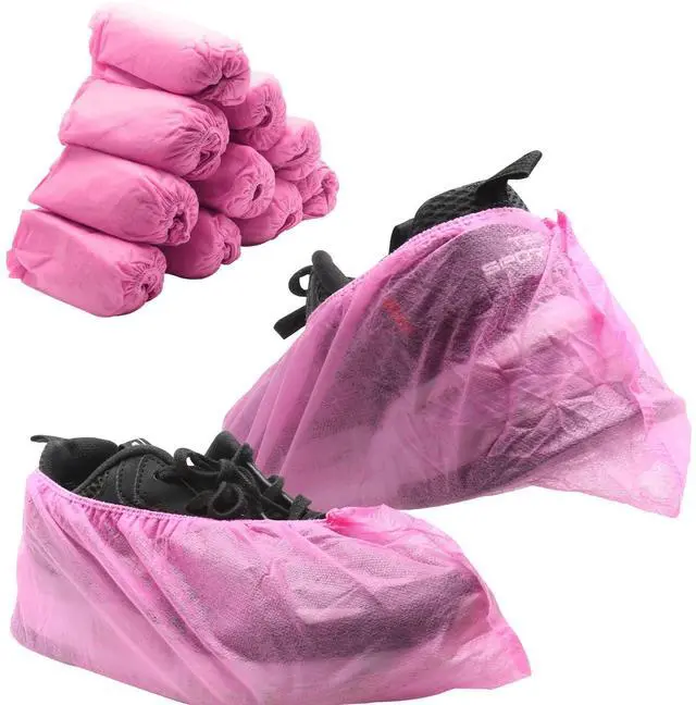 Main image of Shoe Covers Disposable Non-slip for Indoors 100 Pack (50 Pairs) Shoe & Boot Covers Disposable Booties Shoe Covers, One Size Fits All, Pink