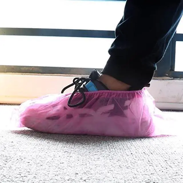 Alt view image 5 of 6 - Shoe Covers Disposable Non-slip for Indoors 100 Pack (50 Pairs) Shoe & Boot Covers Disposable Booties Shoe Covers, One Size Fits All, Pink