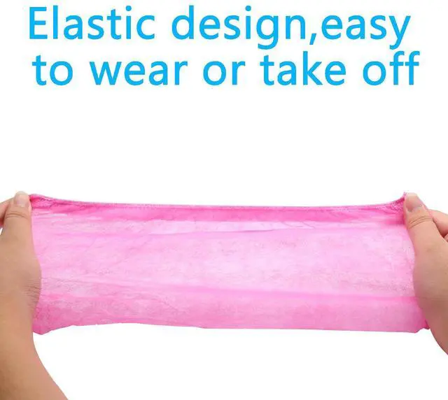 Alt view image 3 of 6 - Shoe Covers Disposable Non-slip for Indoors 100 Pack (50 Pairs) Shoe & Boot Covers Disposable Booties Shoe Covers, One Size Fits All, Pink