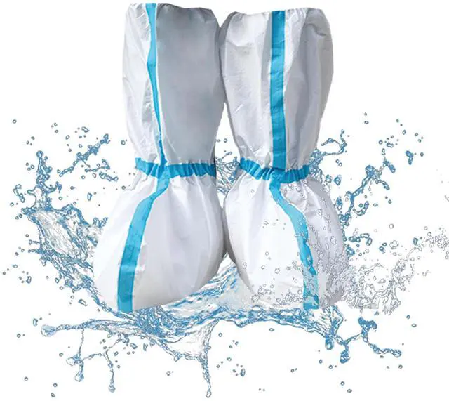 Main image of 14 PCS(7 Pairs) Hazmat Shoe Covers Disposable & Boot Foot covers,Reusable,Non-slip,Waterproof for booties White 18inches Tall