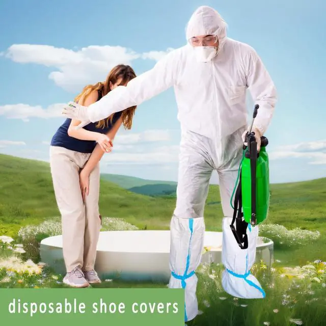 Alt view image 5 of 5 - 14 PCS(7 Pairs) Hazmat Shoe Covers Disposable & Boot Foot covers,Reusable,Non-slip,Waterproof for booties White 18inches Tall