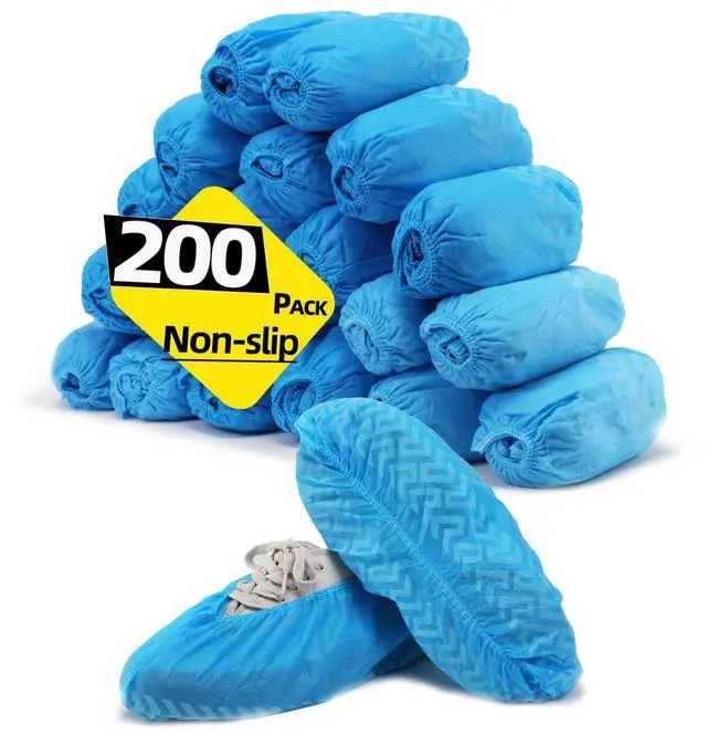 Main image of Shoe Covers Disposable Non Slip-200 Pack(100 Pairs), Large And Durable Booties Shoes Covers For Indoors, Non-Woven Fabric, 16.2X6.7In (Blue 200 pack)