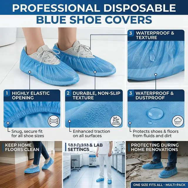 Alt view image 3 of 7 - Disposable Booties & Shoe Covers 100 Pairs / 200pcs Size Fits Most Shoes