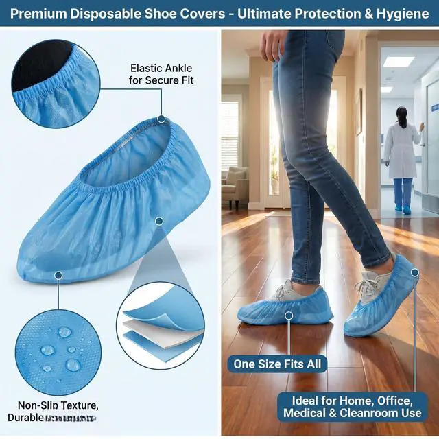 Alt view image 6 of 7 - Disposable Booties & Shoe Covers 100 Pairs / 200pcs Size Fits Most Shoes
