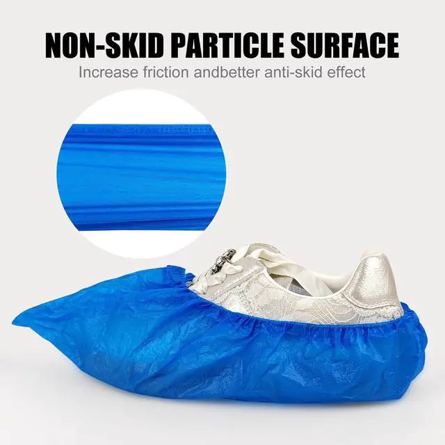 Alt view image 4 of 7 - 30 Pcs (15 Pairs) Shoe Covers Disposable, Large Blue Thickening Waterproof Shoe Covers CPE Shoe Covers Disposable Shoe Covers for Indoors, Fits Up to US Men's 11 & US Women's 13
