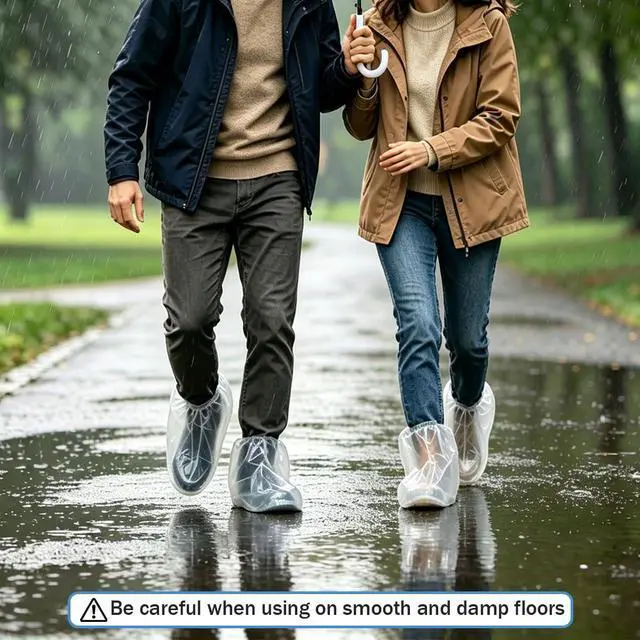 Alt view image 7 of 7 - 20Pcs/10 Pairs Disposable Waterproof Rain Shoe Covers, Clear Thickened Plastic Overshoes with Elastic Band, Universal Fit for Men Women Adults Kids, Ideal for Rainy Days, Home Cleaning and Outdoor Use