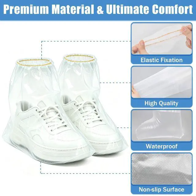 Alt view image 5 of 7 - 20Pcs/10 Pairs Disposable Waterproof Rain Shoe Covers, Clear Thickened Plastic Overshoes with Elastic Band, Universal Fit for Men Women Adults Kids, Ideal for Rainy Days, Home Cleaning and Outdoor Use