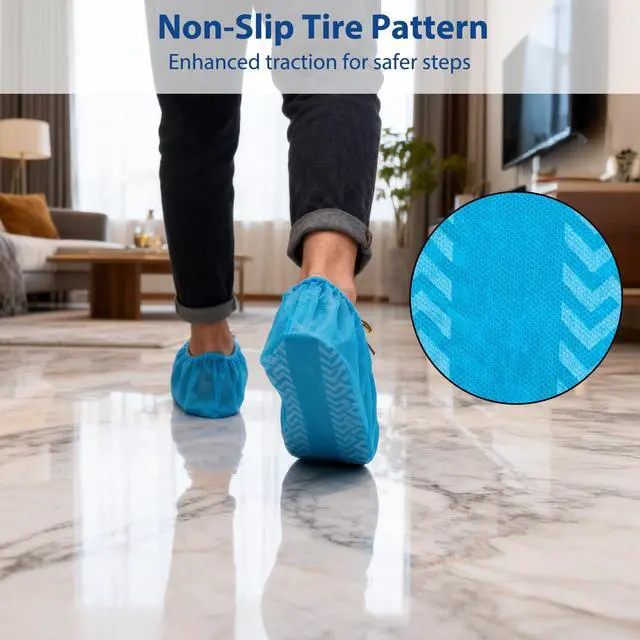 Alt view image 2 of 7 - Disposable Shoe Covers, 70 Pack XL Non-Woven Booties, Breathable & Stretchable, Fits Most Shoes, Floor & Carpet Protector for Guests, Real Estate Showings, Contractors, Cleaning