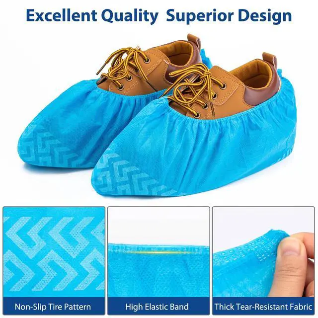 Alt view image 5 of 7 - Disposable Shoe Covers, 70 Pack XL Non-Woven Booties, Breathable & Stretchable, Fits Most Shoes, Floor & Carpet Protector for Guests, Real Estate Showings, Contractors, Cleaning