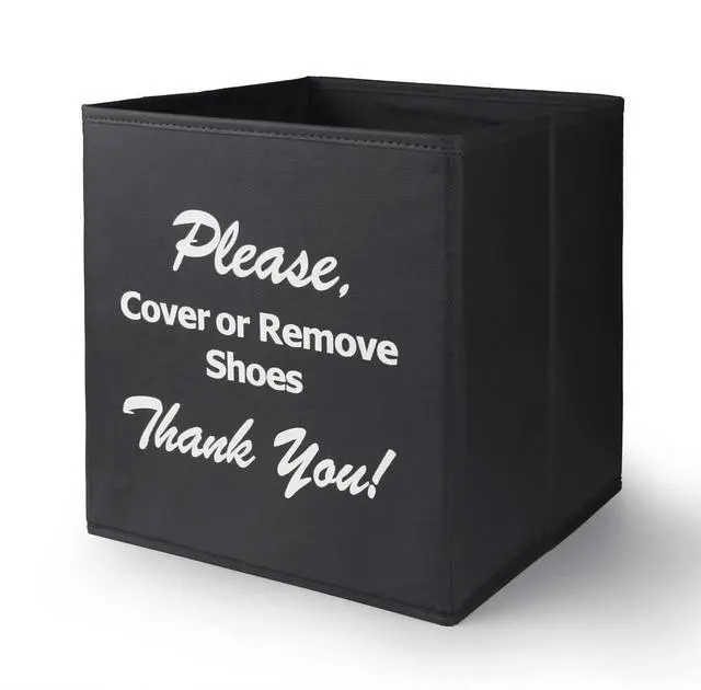 Main image of Large Shoe Cover Box Black, Real Estate Agent Supplies, Disposable Shoe Cover Dispenser Box for Open House, Foldable Storage Bin