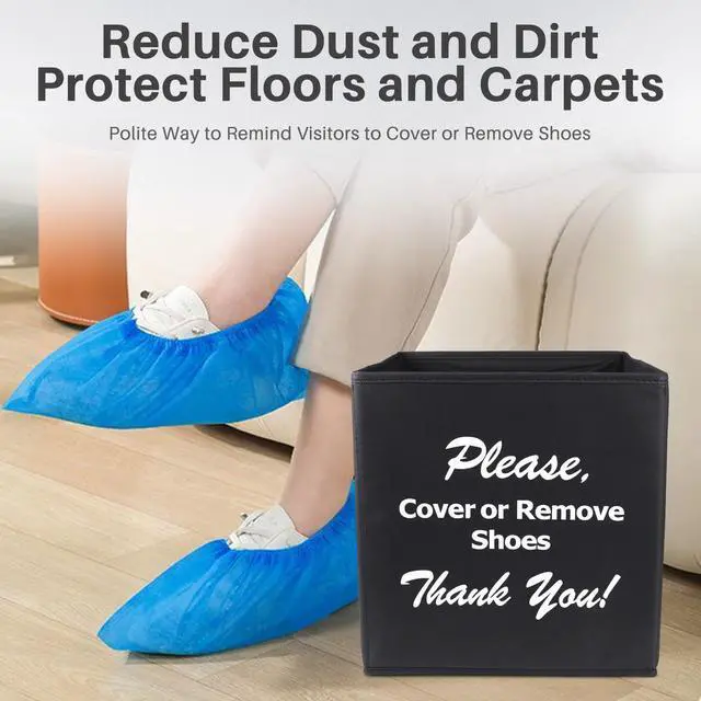 Alt view image 3 of 6 - Large Shoe Cover Box Black, Real Estate Agent Supplies, Disposable Shoe Cover Dispenser Box for Open House, Foldable Storage Bin