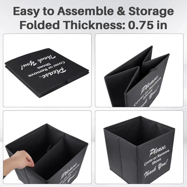 Alt view image 4 of 6 - Large Shoe Cover Box Black, Real Estate Agent Supplies, Disposable Shoe Cover Dispenser Box for Open House, Foldable Storage Bin