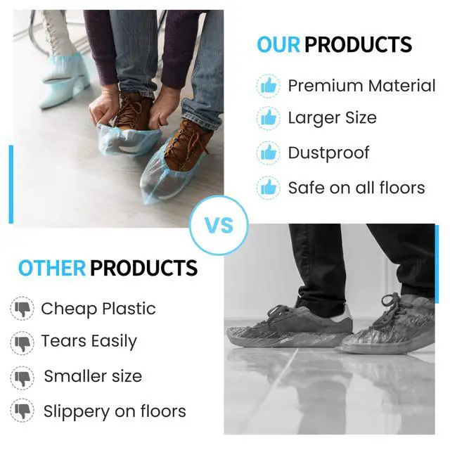 Alt view image 4 of 7 - Disposable Shoe Covers for Indoors 100 Pack | Non-Woven, Water-Resistant Booties for Professionals | Durable, Shoe Protectors for Home, Office, and Job Sites by