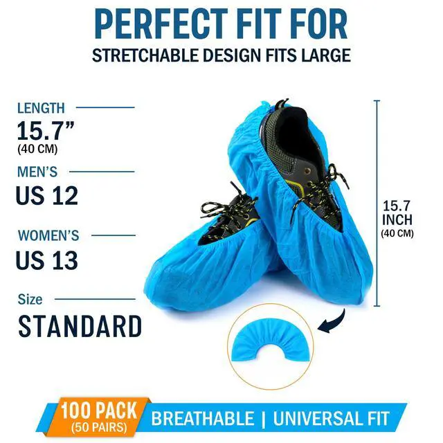Alt view image 2 of 7 - Heavy Duty Shoe Coverings Disposable & Reusable, 100 Pack (50 Pairs)